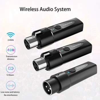 XLR Wireless Mikrofon Sender Empfänger, 2,4 GHz Mikrofon Wireless System, wiederaufladbare Wireless Mic