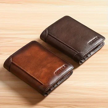 GERUOLA Slim RFID-geschirmte Echtleder-Geldbörse für Herren - multifunktionales Ausweis- und Kreditkartenetui