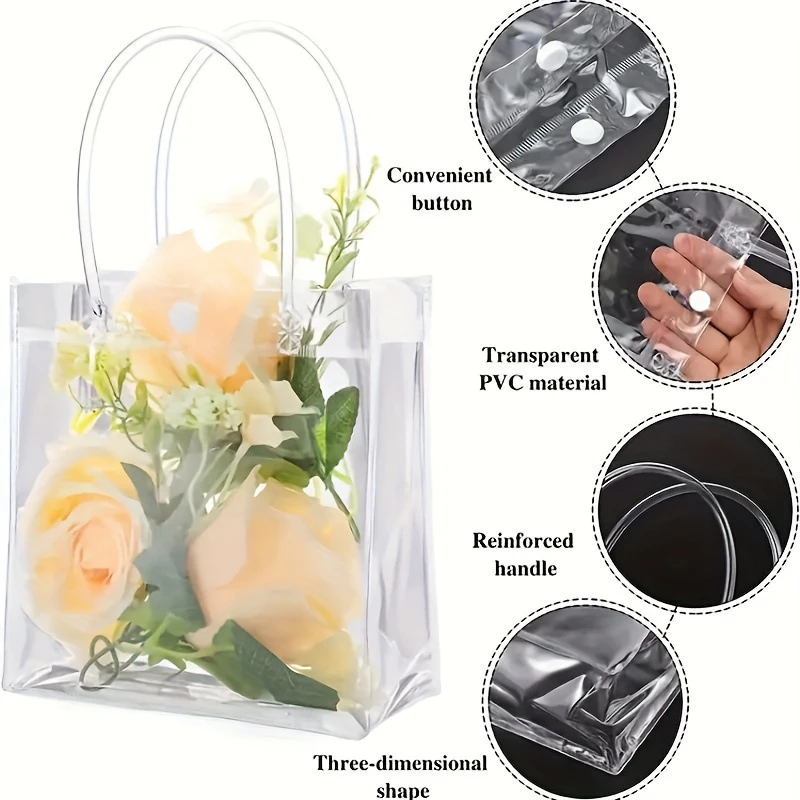 10/20 Stück transparente Geschenktüte mit Griff, Hochzeit – Bild 2