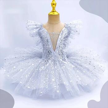 Ballettkleid für Kinder, niedliches Tutu für Bühnenauftritte, Pailletten-Prinzessinnen-Tutu für Mädchen