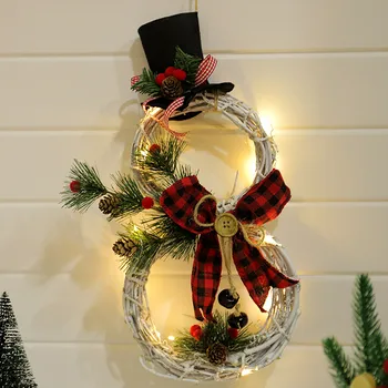 Weihnachten Schneemann Kranz Girlande Led Licht Tür Dekoration Künstliche Hause Fenster Wand Hintergrund Tür