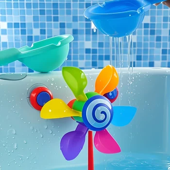 Drehendes Badespielzeug, Windmühle, lustiges Badezeit, sensorisches Spiel für Babys, Jungen und Mädchen