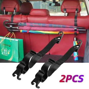 Auto Rücksitz Haken Multifunktionale Hinten Kopfstütze Haken Halter Einstellbare Regenschirm Stamm (2 Stück)