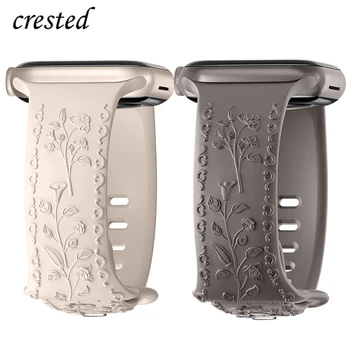 Blumen gravur armband für Apple Uhren armbänder 44mm 40mm 49mm 41mm 45mm 38mm 42mm Armband iwatch Serie 8 9 7