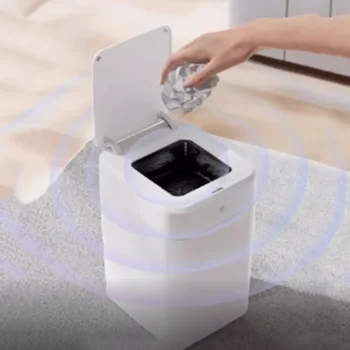 Weißer intelligenter Mülleimer für Zuhause, automatischer Papierkorb, großes Fassungsvermögen