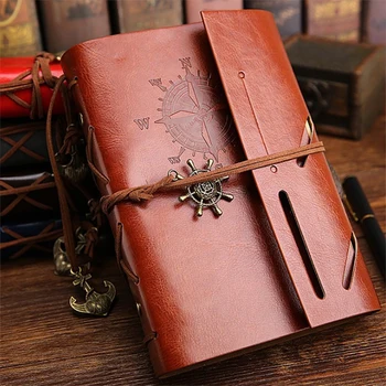 Retro-Notizbuch, Reisetagebuch, Leder, weicher Einband, kleine Größe, 13 x 9 cm, austauschbare