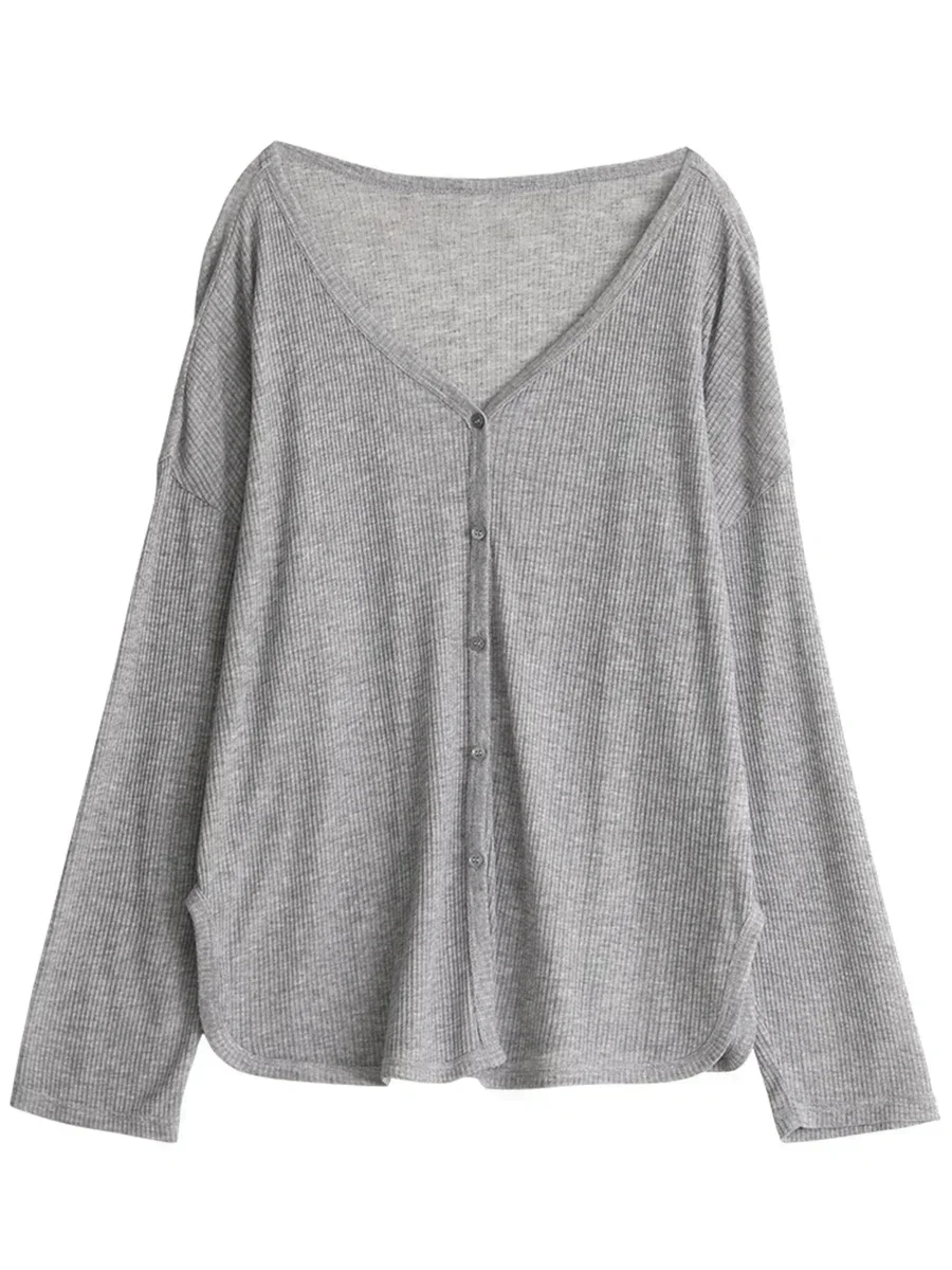 CHIC VEN Damen-Cardigan Neu V-Ausschnitt Langarm Damen-Shirt – Bild 5