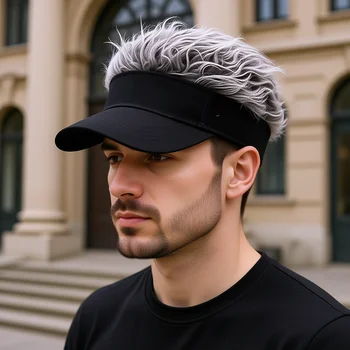 Unisex Baseballkappe mit Spikes-Perücke, lässige Sonnenblende, verstellbarer Sonnenschutz