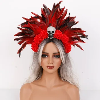Karneval Maskerade Zubehör Requisiten Künstliche Blume Feder Kopfschmuck Übergroßen Stirnband Fotografie