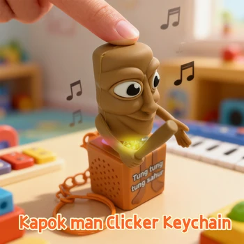 Tung Tung Sahur Schlüsselanhänger Holzstab Mann Knopf Schlüsselanhänger Leuchtender Anhänger Anime Peripherie