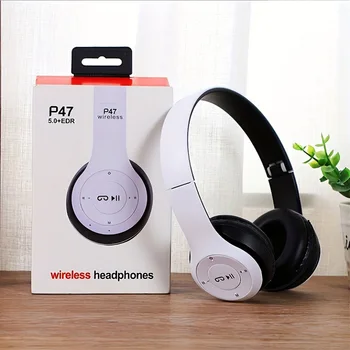 P47 Bluetooth 5,0 Drahtlose Kopfhörer Faltbare HIFI Stereo Bass Kopfhörer Kind Helm Geschenk Mit Mic USB