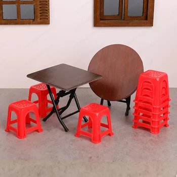 Miniatur-Vintage-Tisch- und Stuhl-Set, Guangdong-Hocker, Simulationsmodell, Zubehör für Kinder, Rollenspiel