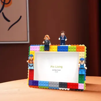 DIY bunte Bausteine Fotorahmen für Heimdekoration, kreative Familienaktivität und pädagogisches Geschenk