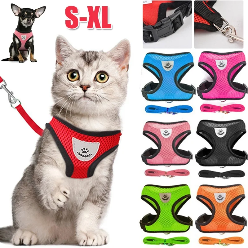 Katzen-Hundegeschirr mit Leine, verstellbare Weste