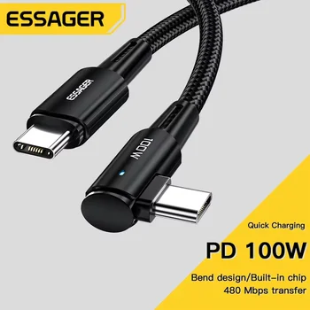 USB-C auf USB-C Kabel 100 W mit 90-Grad-Winkel für MacBook und iPad