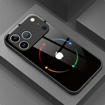 Bunte Halo-Telefonhülle aus gehärtetem Glas für Apple-Muster für iPhone 17, 16, 15, 14, 13, 12, 11 Pro Max 17