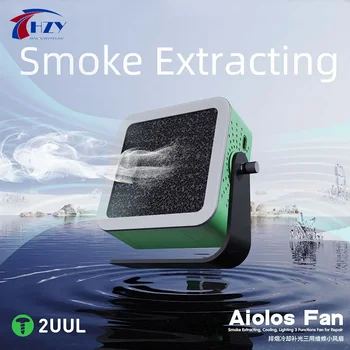 2UUL Alolos Ventilator Rauchabzug/Kühlung/Fülllicht Dreifach-Zweck Wartungsventilator Desktop-Reparatur MINI