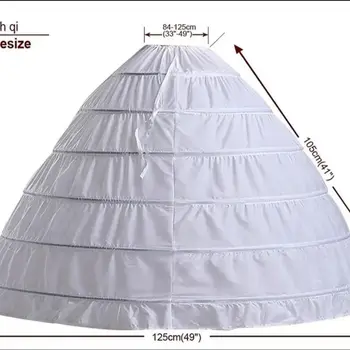 6 Reifen, 3 Reifen, 8 Reifen, Krinoline, Schwarz, Weiß, langer Hochzeits-Petticoat, Ballkleid, Kleid