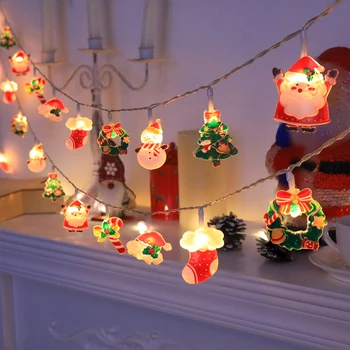 LED-Weihnachtslichterkette, mit Weihnachtsmann/Schneemann/Süßigkeitstange/Weihnachtsstrumpf/Schneeflocken-Desi