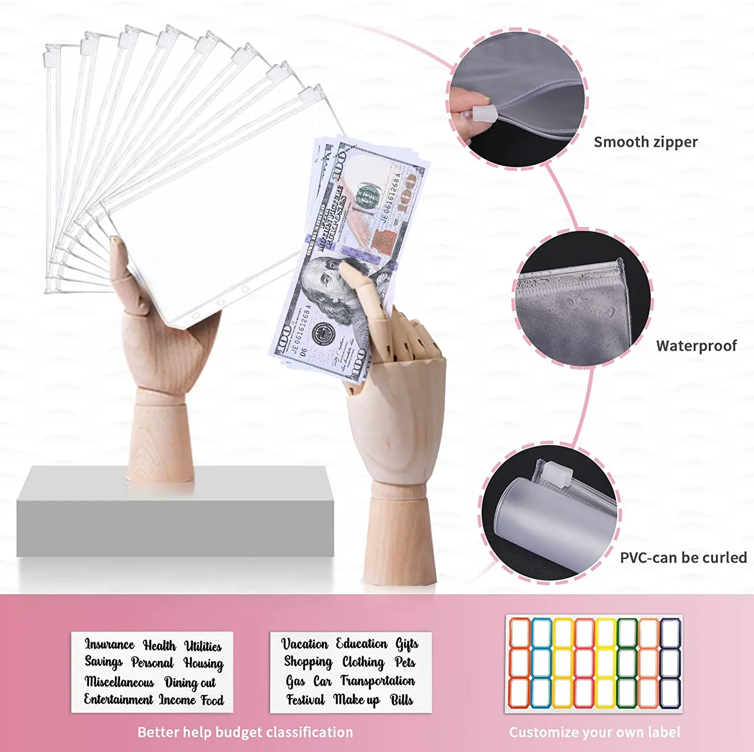 A6 Geldspar-Organizer, PU-Leder, Budget-Binder, Marmor – Bild 3