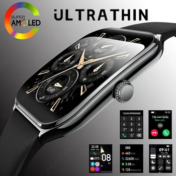 Ultradünne Smartwatch für Herren, 1,96 Zoll AMOLED HD Pixel-Display, immer anzeigende Uhrzeit