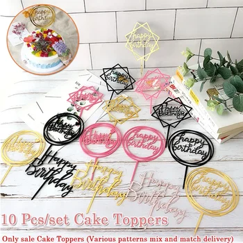 Multi Stil Acryl Alles Gute Zum Geburtstag Kuchen Topper Dessert Dekoration (10 Stück)