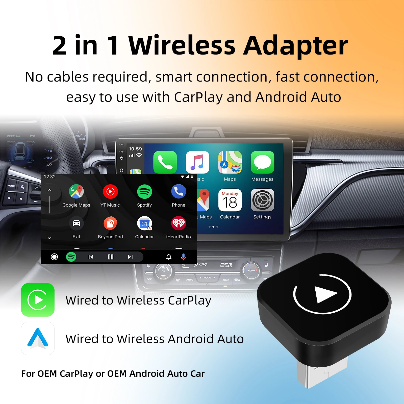 Universeller 2-in-1-Wireless-CarPlay-Android-Auto-Adapter – Bild 2