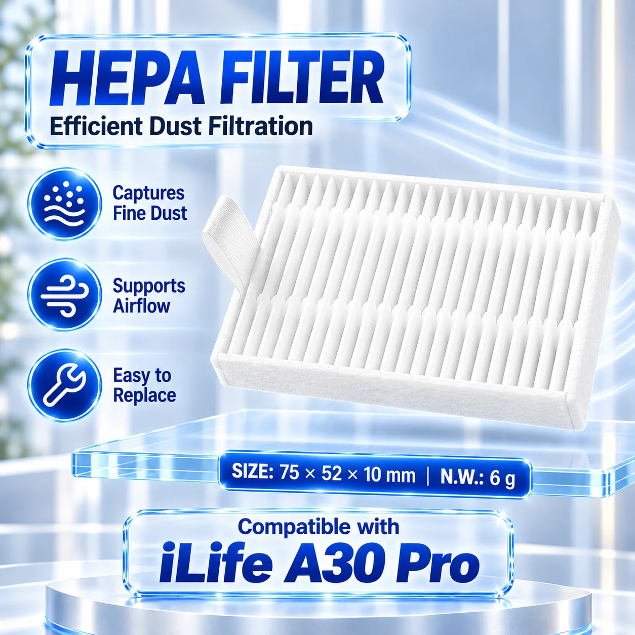 Kompatibel für ILife A30 Pro Staubsaugerteile Hauptbürste – Bild 6