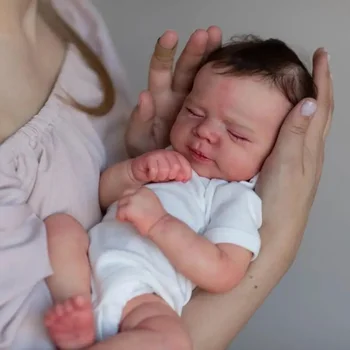BZDOLL Realistische 48 cm weiche Silikon-Einschlaf-Reborn-Babypuppe mit 3D-Malerei-Haut, Alive 19 Zoll