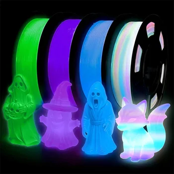 250g Leuchtendes Filament in verschiedenen Farben, Grün, Blau, Lila und Regenbogen, PLA-Filament 1,75 mm