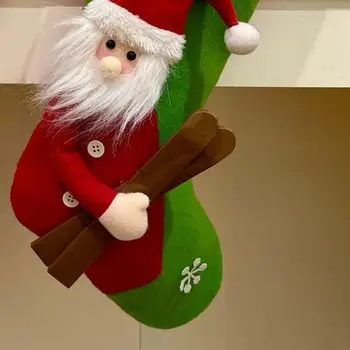 Genähte Weihnachtsstrumpf-Geschenktüte für die Tür, die Wand oder den Herd 55KF