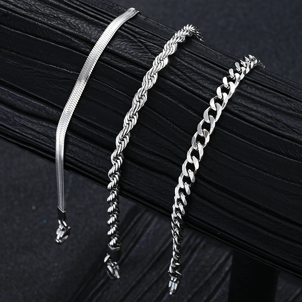 2024 neue Einfache Edelstahl Silber Farbe Schmuck Sets für – Bild 3