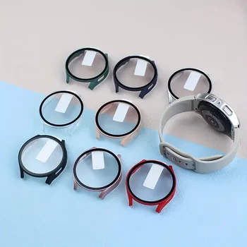 Gehärtetes Glas + PC-Gehäuse für Samsung Galaxy Watch 7/6/5/4, 44 mm, 40 mm, Vollstoßstangen-Displayschutz