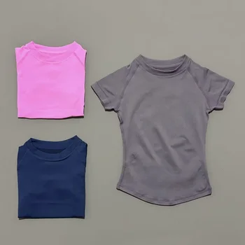 HISTELLO Sport Kurzarm-Top Nahtloses Yoga-Trikot Kleidung Damen Lauf-Sport-T-Shirt Workout-Shirts
