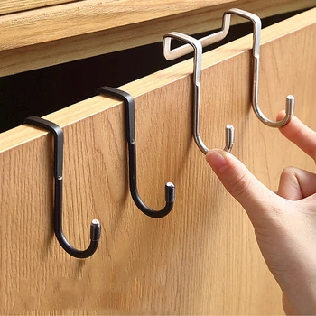 304 Edelstahl Haken frei Stanzen Doppel S-Form Haken Küche Bad Schrank tür zurück Typ Mantel Handtuch