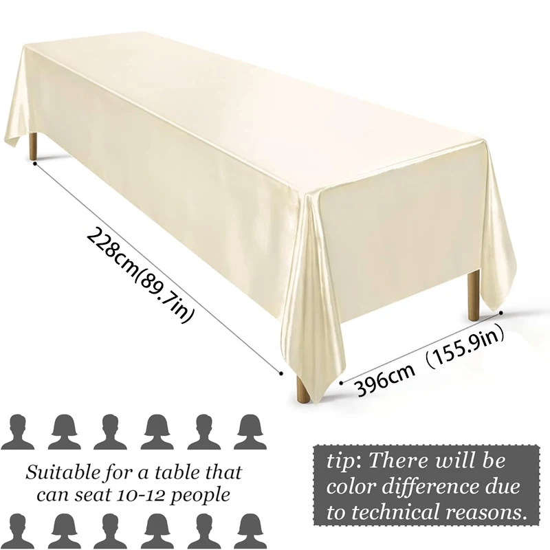 Rechteckige Hochzeits-Satin-Tischdecke Glänzende Glatte – Bild 6