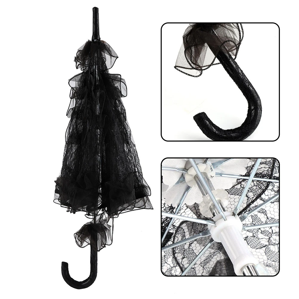 Spitze Sonnenschirm Hochzeit Spitze Regenschirm schwarze – Bild 5