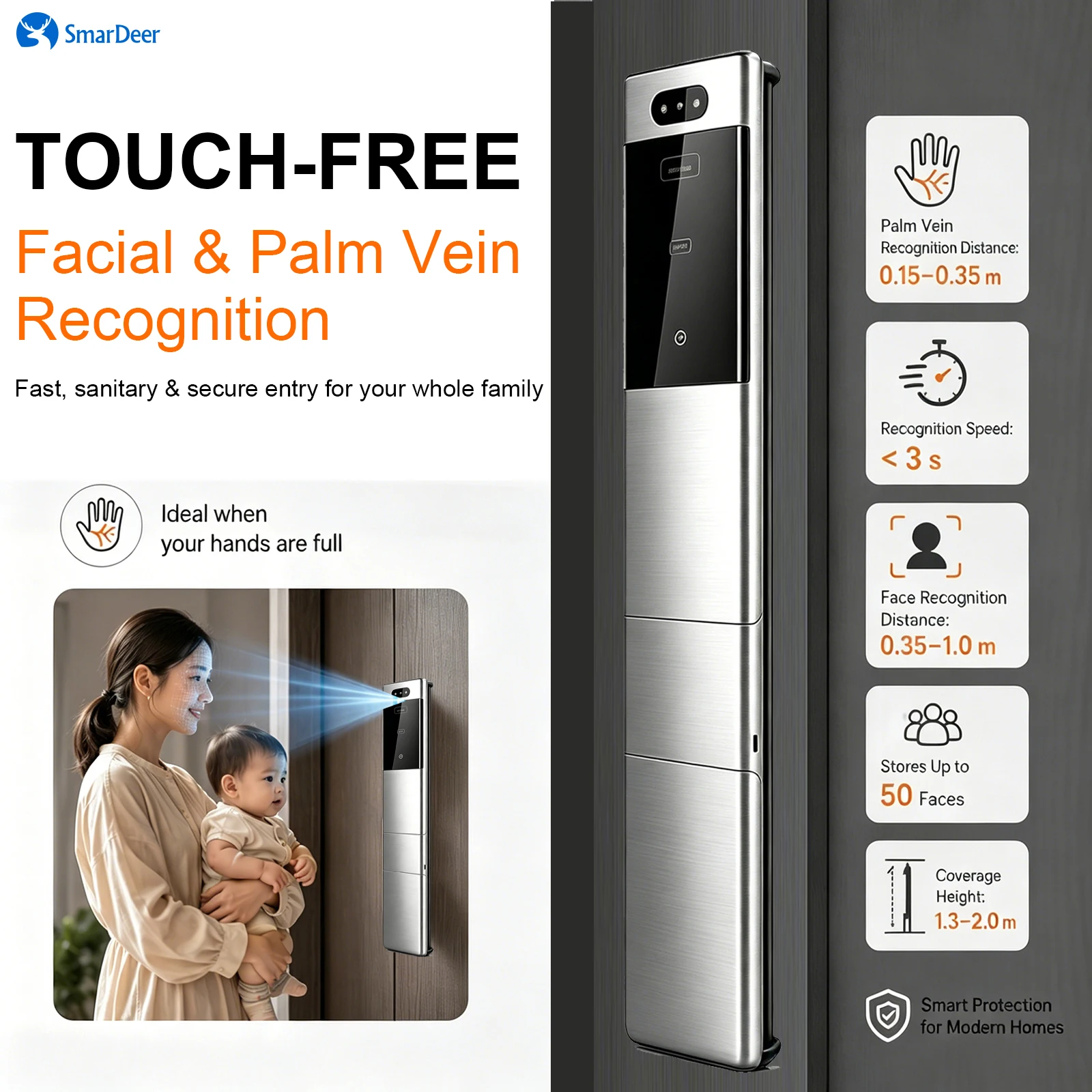 SmarDeer Smart Door Lock 3D-Gesichts- und Handvenenerkennung – Bild 4