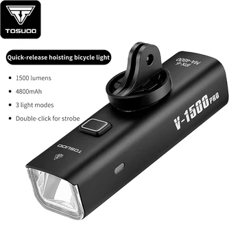 TOSUOD Fahrrad-Frontlicht 1500 Lumen 4800mAh Fahrradbeleuchtung Spritzwassergeschützt USB-Aufladung