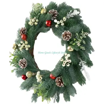 E74E Weihnachtskranz, Winterkranz, Haustürkranz für Haustür, Flur, Garten, Weihnachtsbaumschmuck