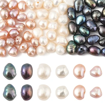 Natürliche Süßwasser-Zuchtperlen, barocke Keshi-Perle, unregelmäßige Perle für Halskette (10 Stück)