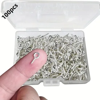 Mini-Schraubösen 8 x 4 mm Haken Selbstschneidende Schrauben für Kunst & Handwerk Korkflaschen DIY (100 Stück)
