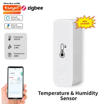Unterstützt Tuya Zigbee Temperatur-Feuchtigkeitssensor Smart Home-Gerät, kompatibel mit Google Home Alexa