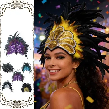 Bunter Federkopfschmuck für Bühnenauftritte, Brasilianischer Karneval-Federkopfschmuck, Dekorativer
