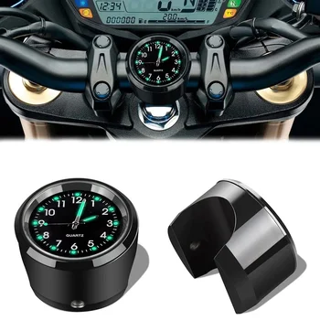 Aluminium Leuchtende Quarz-Uhr 22-25mm Motorrad Roller Fahrrad Lenkerhalterung Uhr Zeitanzeige Moto Zubehör