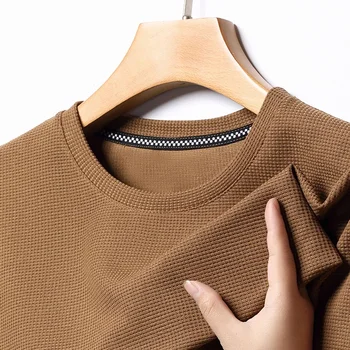 Sommer-T-Shirt mit Rundhalsausschnitt und Waffelmuster für Herren mit kurzen Ärmeln