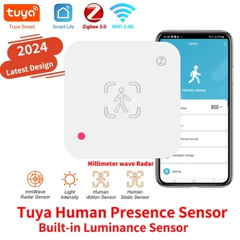 Tuya Zigbee WiFi Menschliche Anwesenheit Sensor MmWave Radar Detektor Mit Helligkeit Sensor Für Smart Home