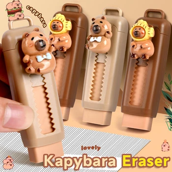 Kawaii Capybara einziehbarer Gummi-Radiergummi, zufällige Farbe, niedliches koreanisches Briefpapier