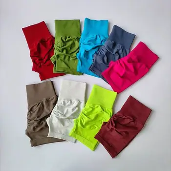Pfirsichfarbene Hüftheben-Sportshorts für Damen, hohe Taille und Taille, Straffung, Abnehmen, Laufen, Hüfte