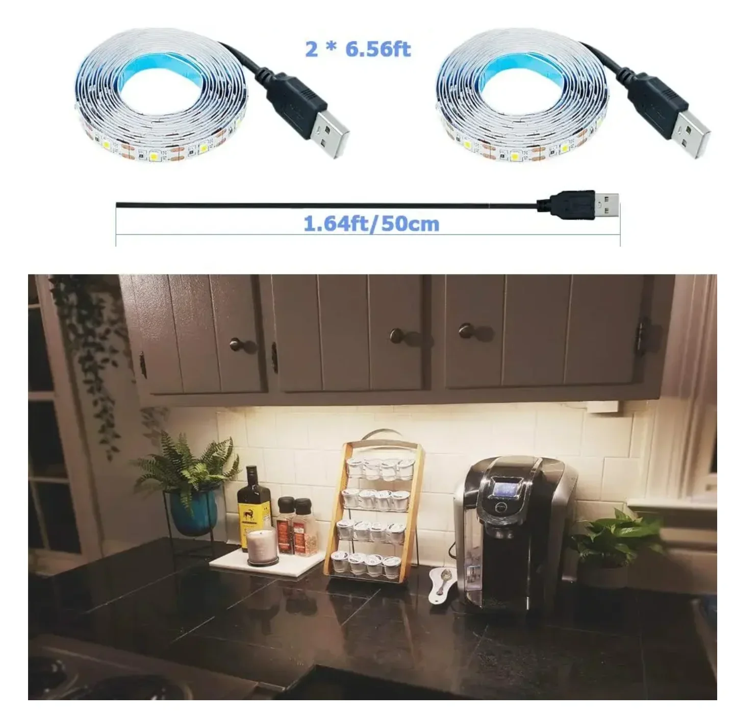 DC 5 V USB-LED-Streifen 2835, weiß, warmweiß, LED-Streifen – Bild 5
